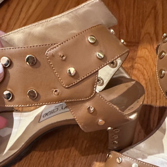 Jimmy Choo Tan Studded Heels - Picture 2 of 7